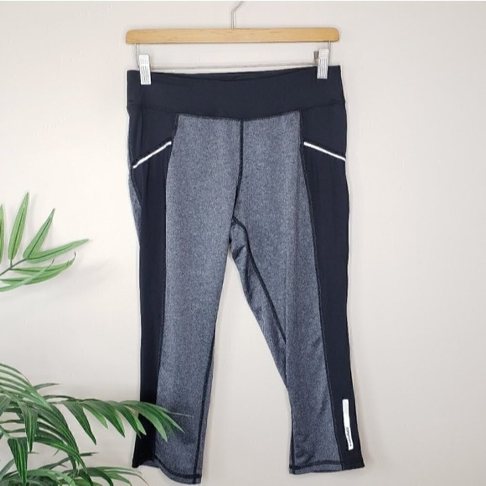 Head Black Gray Herringbone Capri Leggings Size Medium Workout Casual Gym